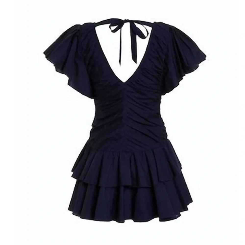 LOVE THE LABEL minette dress in‎ cotton mini preppy V-Neck - Picture 2 of 12